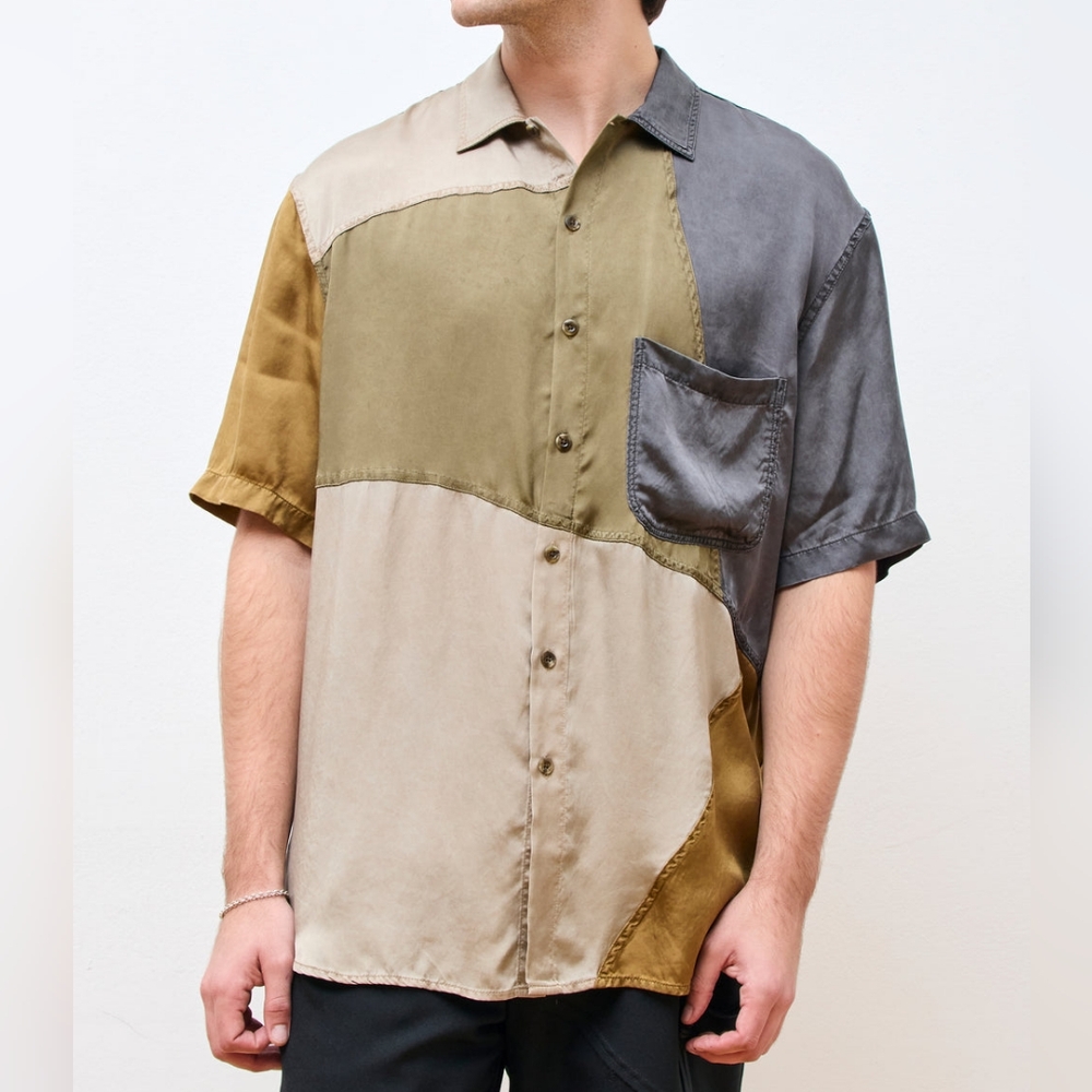 Song For The Mute S/S Oversized Shirt in Vintage Cupro Multi, Size 44